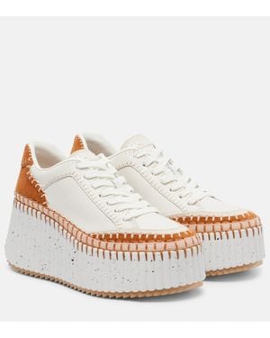Chloé Leather Platform Trainers - White