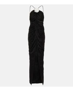 Rasario Floral-Applique Chiffon Gown - Black