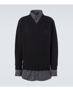 Balenciaga Pullover Aus Wolle Und Baumwolle - Schwarz