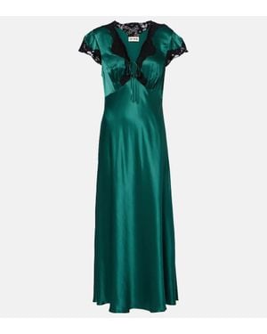RIXO London Midikleid Amari Aus Satin Mit Spitze - Grün