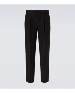 Brunello Cucinelli Chinohose Aus Leinen - Schwarz