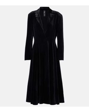 Norma Kamali Midikleid Aus Samt - Schwarz