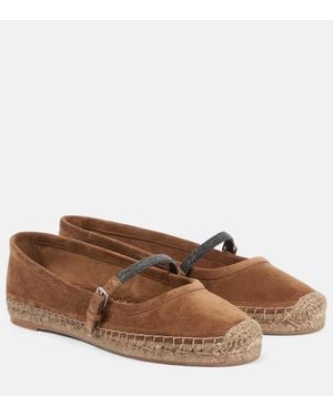 Brunello Cucinelli Espadrilles Monili Aus Veloursleder - Braun