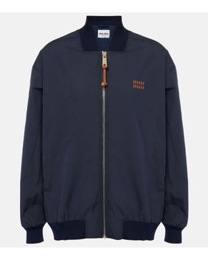 Miu Miu Bomberjacke Mit Logo-Patches - Blau