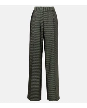 Dries Van Noten Striped High-Rise Wide-Leg Pants - Gray