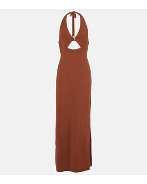 Max Mara Ghiotto Halterneck Cutout Maxi Dress - Brown