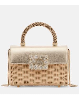 Roger Vivier Jewel Efflorescence Mini Rattan Tote Bag - Metallic