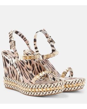 Christian Louboutin Pyraclou 110 Satin Wedge Sandal - Metallic