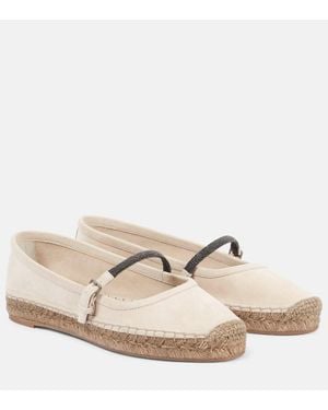 Brunello Cucinelli Espadrilles Monili Aus Veloursleder - Natur