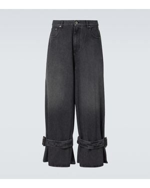 JW Anderson Belt-Detail Faded Wide-Leg Jeans - Gray