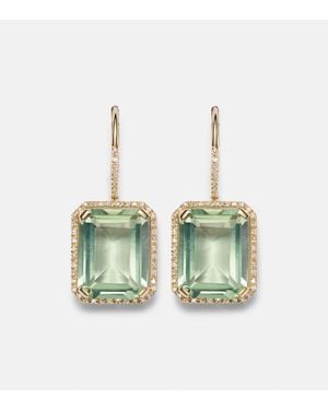 SHAY Pendientes Portrait De Oro De 18 Ct Con Amatistas Y Diamantes - Verde
