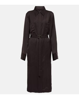 Jil Sander Belted Satin Midi Dress - Black