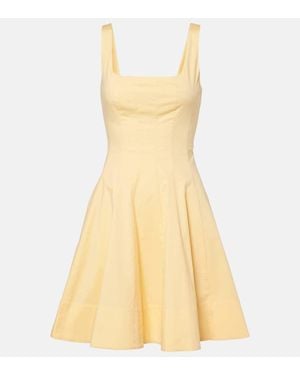 STAUD Romy Gathered Cotton Minidress - Yellow