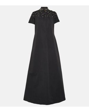 STAUD Embellished Cotton-Blend Maxi Dress - Black