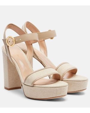 Gianvito Rossi Sandali 70 Con Pelle E Plateau - Neutro