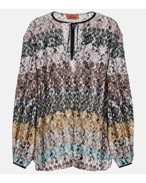 Missoni Floral Lace Shirt With Tie Neckline - Black