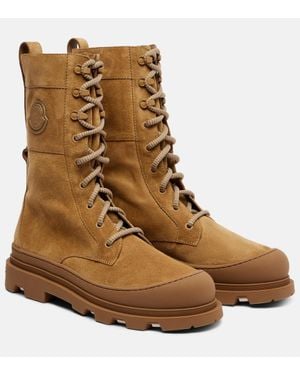 Moncler Vera Suede Combat Boots - Brown