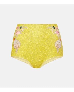 Clio Peppiatt Shorts Marina A Vita Alta Con Decorazioni - Giallo