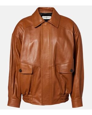 Saint Laurent Oversized Leather Jacket - Brown