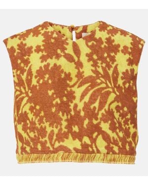 ALÉMAIS Bedrucktes Cropped-Top Amarillo - Mettallic