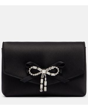 Jimmy Choo Soft Bow Mini Embellished Satin Clutch - Black