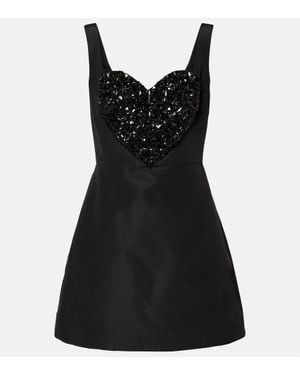Carolina Herrera Embellished Silk Minidress - Black