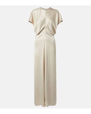 TOTEME Bridal Slouch Draped Satin Maxi Dress - Natural