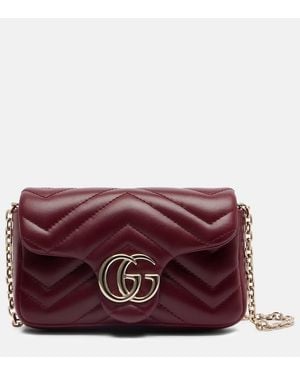Gucci Sac Gg Marmont Mini En Cuir Verni - Violet