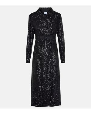 Self-Portrait Sequined Coat - Black