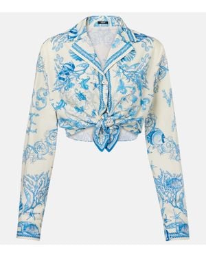 Versace Crop Top Underwater Barocco - Azul