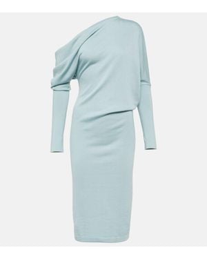 Tom Ford Midikleid Aus Einem Kaschmirgemisch - Blau