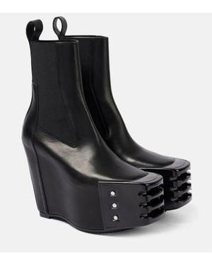 Rick Owens Porterville Leather Wedge Chelsea Boots - Black
