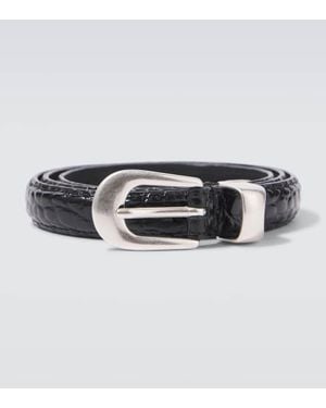 Our Legacy Cinturon De Charol Grabado - Negro