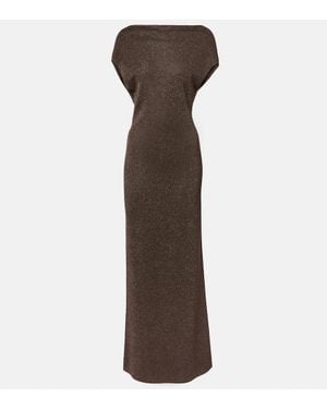 【関税＆送料込み】Max Mara Brown Dress In And Lurex Yarn Max Mara Lurex And Viscose Yarn Dress - Brown | Editorialist