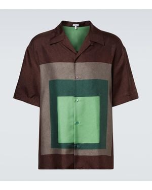 Loewe Colorblocked Silk Bowling Shirt - Green