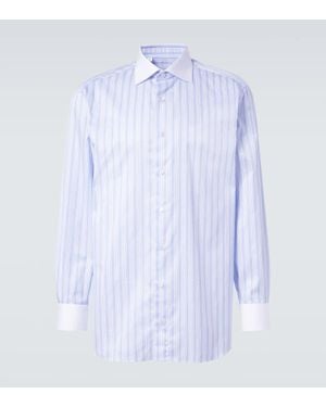 Brioni Striped Cotton Poplin Shirt - Blue