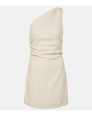 Faithfull the Brand Poet One-Shoulder Linen Minidress - Natural