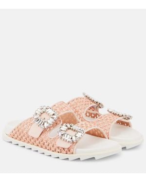 Roger Vivier Sandalias Slidy Viv Con Cristales - Rosa
