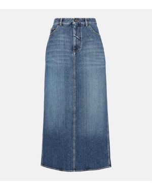 Ralph Lauren High-Rise Denim Maxi Skirt - Blue