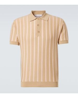 King & Tuckfield Striped Wool Polo Shirt - Natural