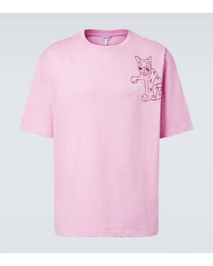Loewe X Louis Wain T-Shirt Aus Baumwoll-Jersey - Pink
