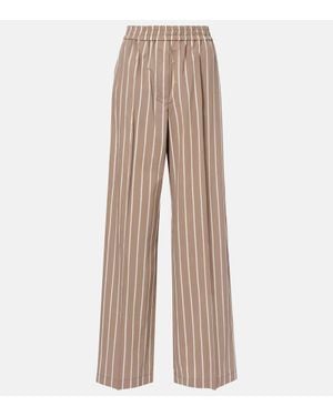 Brunello Cucinelli Striped Cotton-Blend Wide-Leg Pants - Natural