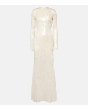 David Koma Sequined Open-Back Gown - White