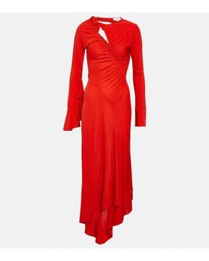 Victoria Beckham Asymmetric Cut-Out Midi Dress - Red