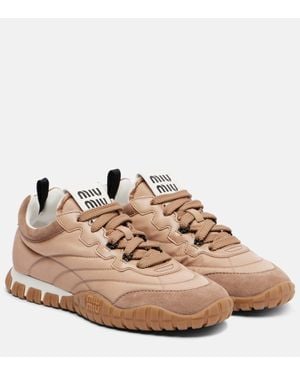 Miu Miu Suede-Trimmed Trainers - Pink