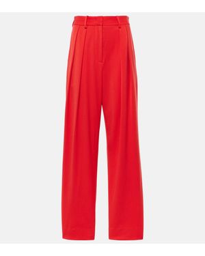 STAUD Luisa Pleated Wide-Leg Trousers - Red