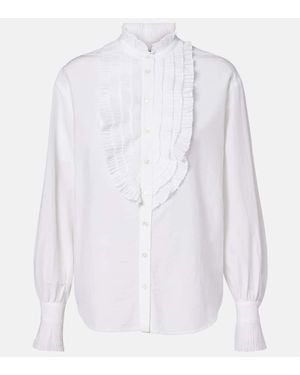 Polo Ralph Lauren Ruffled Cotton And Silk Blouse - White