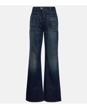 【Balmain】フレア Lurex pinstripeジーンズ Flared Lurex® pinstripe jeans in blue - Balmain | Mytheresa