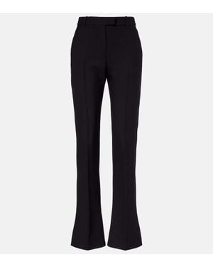McQueen Wool And Silk-Blend Straight Trousers - Blue