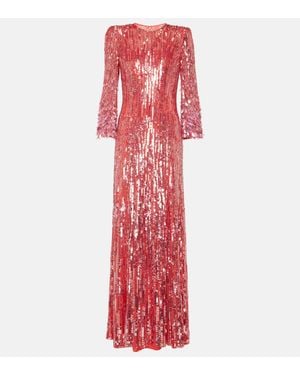 Jenny Packham Sequined Gown - Red